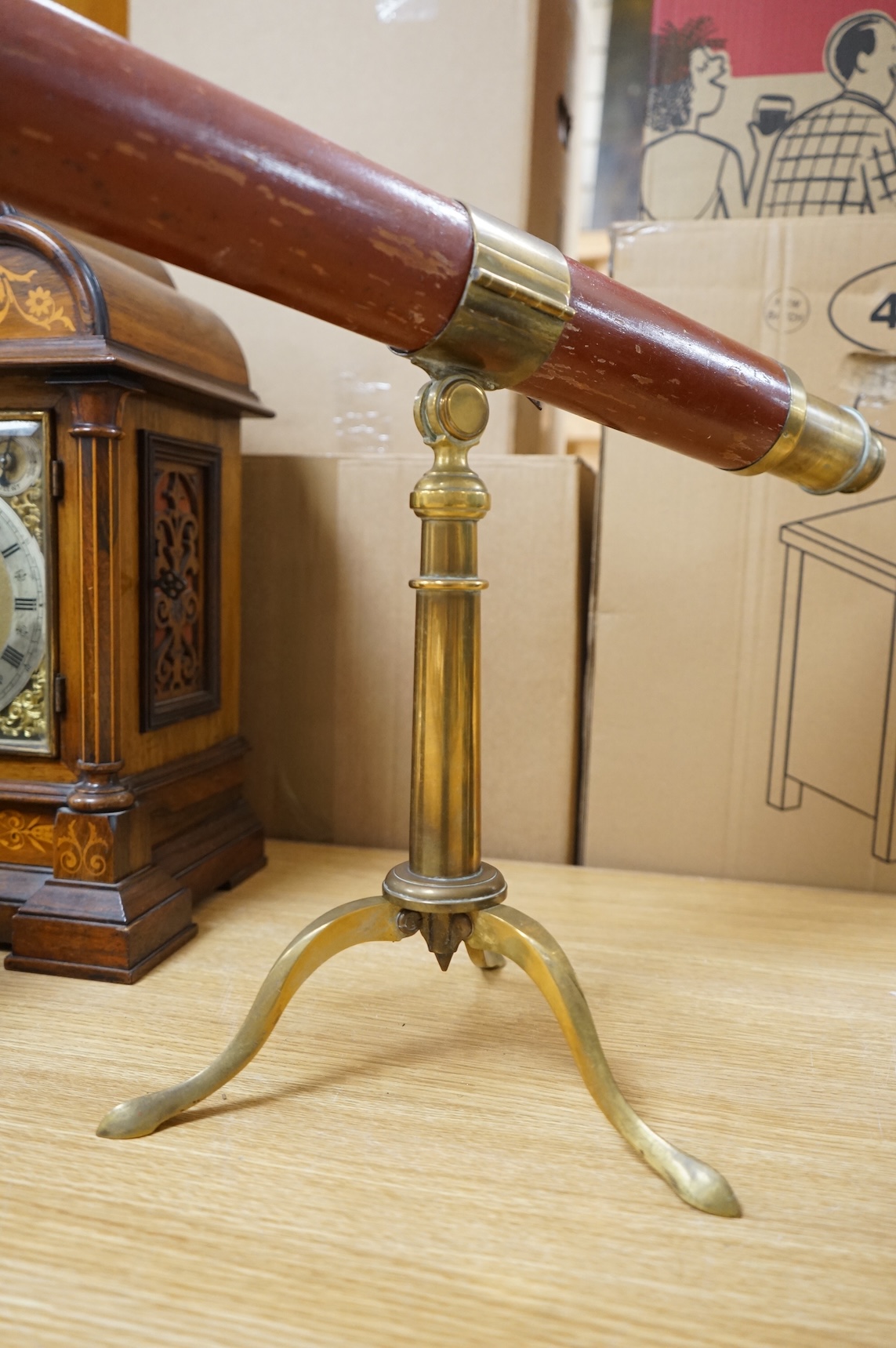 A 19th century single draw telescope by Wilson of London, on brass tripod
